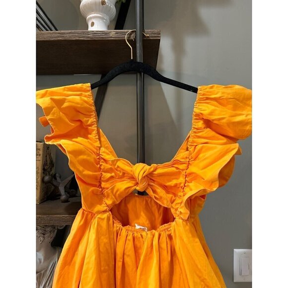 For Love & Lemons Clementine Mini Dress Orange Womens Size Medium - Picture 12 of 14